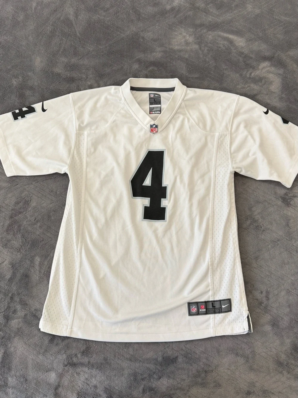 Nike White Youth Football Jersey with Black #4
